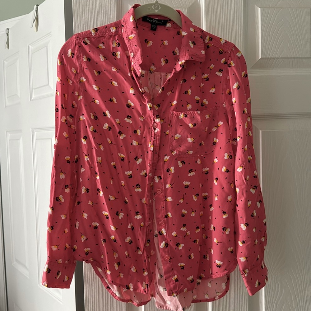 Soft coral floral blouse